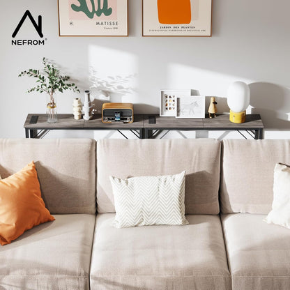 31.5‘’ Console Table, Skinny Entryway Table with Fast-Charging Station, Narrow Long Sofa Table, Behind Slim Couch Table for Entrance, Hallway, Living Room Decor ST-GY80-1