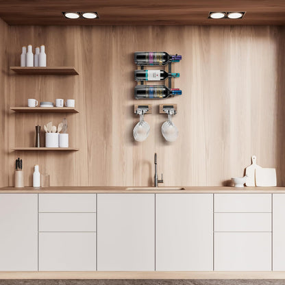 Sorbus Wall Mounted Wine Glass Stemware Rack Set - Wire & Wood Wine Rack Wall Mounted for Wine Glasses, Champagne Glasses, and Drinkware - Complete Your Home Bar & Kitchen Storage, Mahogany