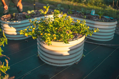 Vego garden 17" Tall 42" Round Raised Garden Bed Metal Raised Bed Planter Box for Vegetables Flowers Patio, Pearl White