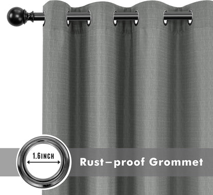 HolidayIdeas 4 Panels Linen Outdoor Curtains for Patio Waterproof Curtains 95 Inch Length-Indoor/Outdoor Curtains Weatherproof, Privacy for Pergola, Porch, Gazebo-110 Wide x 95" Long Light Grey