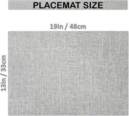 Placemat Set-Washable Place Mats for Parties, Elegant Table Mats for Kitchen Table, Set of 4 Dining Table Placemats, Heat-Resistant Cloth Placemats for Indoor and Outdoor,13x19-Gray