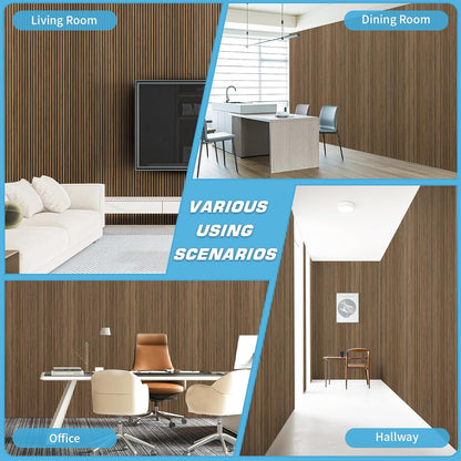 Art3d 4-Pack Glue-On Fine Bar Wainscoting Panel for Interior Wall Decor - 104 x 12 Inch Polystyrene Ultralight Slim Slat Wall Panels for Living Room Bedroom, Rosewood