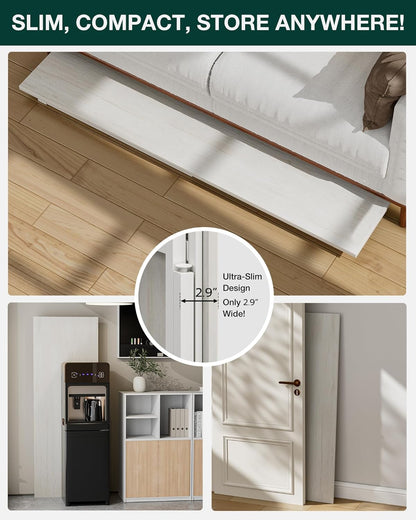 Frylr Small Folding Computer Desk – Portable 55.1 Inch Foldable Laptop Table, Collapsible and Compact for Easy and Fast Setup, Lightweight for Small Spaces, Home Craft and Study Use, White Ash