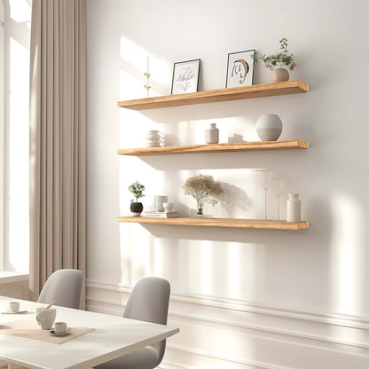 36 Inch Floating Shelves for Wall Rustic Light Wood Wall Shelves for Bedroom Set of 4