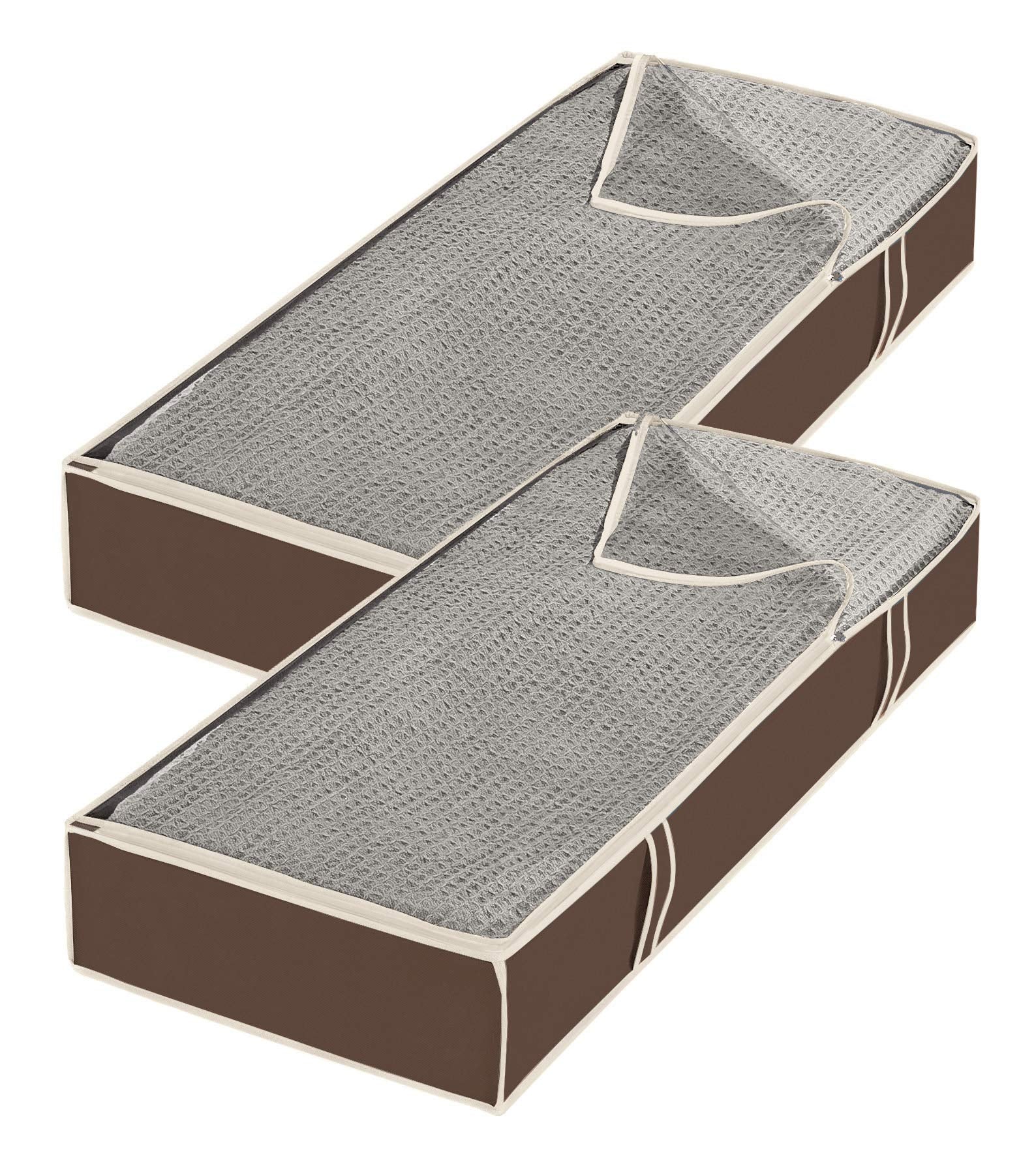 Whitmor Under Bed Storage Bags 2 Pack, Zippered Underbed Storage Containers with Clear Window and