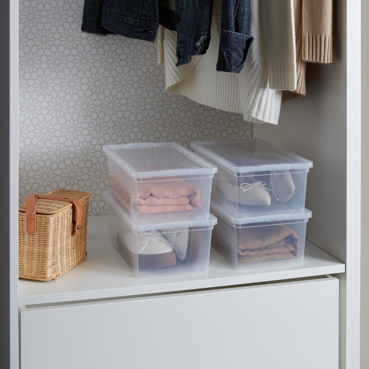 Simplify Storage Bins with Lids | Dimensions: 13.23"x 7.5"x 4.5" |6 Pack| Stackable | Nestable Bins