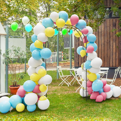 8.2 Ft Garden Arch Trellis for Climbing Plants Outdoor, Wedding Arch Frame for Ceremony Garden Arbors and Arches with 2 Planter Boxes, Metal Arch Backdrop Stand for Party Halloween Archway, Black