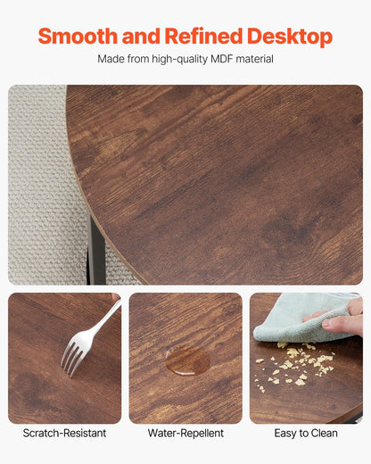 VEVOR Nesting Tables, Coffee Table Set of 2, 23.6 inch Round Coffee Table, Small Coffee Tables Night Stand with Metal Frame, for Living Room, Bedroom, Office (Brown & Black)