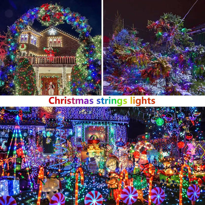 2-Pack Solar String Lights Outdoor, Total 200LED Solar Light Outdoor Waterproof, Solar Twinkle Lights Copper Wire 8 Modes Fairy Light for Xmas Tree Garden Wedding (Multicolor)
