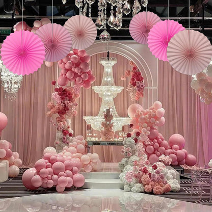 Red Hanging Paper Fans,Red Accessories Paper Decorations for Party,Valentines Day Decorations,Photo Booth Props Decor,16in Hanging Paper Fans 30 Color DIY Set （Magenta）