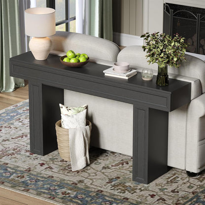 Rresyet 63 Inch Long Console Table, Sofa Table Behind Sofa, Wooden Entryway Table, Farmhouse Entryway Table for Entry, Hallway, Living Room (Black)