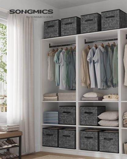 SONGMICS Storage Cubes, Set of 10, 13-Inch Foldable Closet Organizers