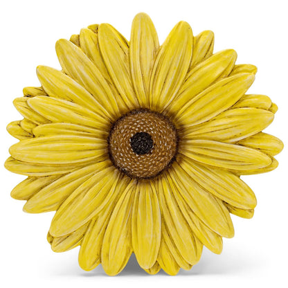 NAT & Jules Gerbera Daisy Flower Shaped Dimensional Indoor Outdoor 12 inch Cast Resin Decorative Garden Stepping Stone, Patio, Walkway Sculpture Yard Art, Yellow