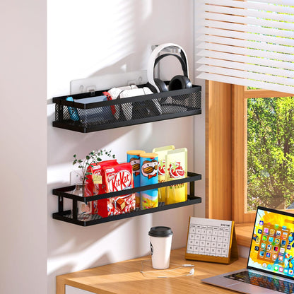 PUSDON Metal Wall Hanging Basket 2 Packs DIY Suitable for Multiple Scenes - Large Black Netting