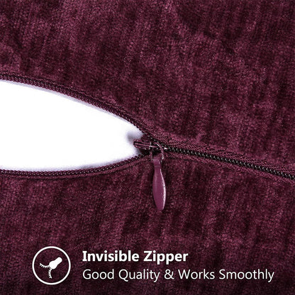 decorUhome Chenille Soft Throw Pillow Covers 18x18 Set of 2, Farmhouse Velvet Neutral Decorative Euro Pillow Covers with Stitched Edge for Couch Sofa Bed Home Decor, Rhododendron