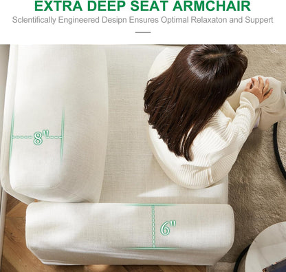 38.5 Oversized Accent Chair with Storage Beige Set of 2, Single Modern Accent Sofa Chair with Arms for Apartment Living Room Linen(21" Deep Seat)