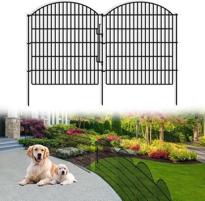 16 Panels Decorative Garden Fence with Lock, 33in (H) x 38.67ft (L) No Dig Dog Animal Barrier for Outdoor Yard, Rustproof Ground Stakes Metal Fencing for Yard, Patio, Flower Bed