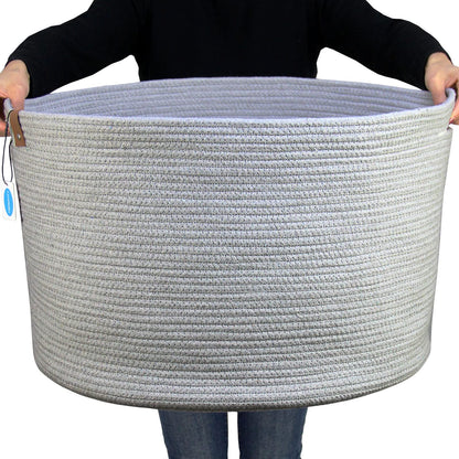 Casaphoria XXXLarge Cotton Rope Basket for Living Room - Woven Storage Basket with Handle for