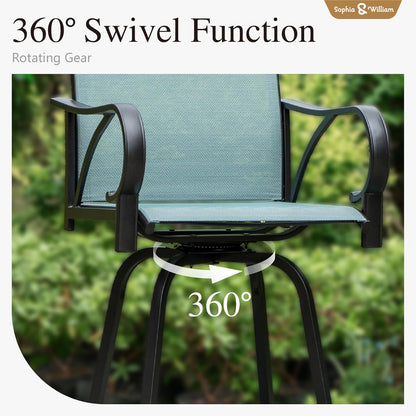 Sophia & William Outdoor Bar Set, Patio Bar Table and Chairs Set, Bar Height Patio Set - 6 x Swivel Bar Chairs(Baby-Blue), 1 x Rectangular Bar Table(Black)