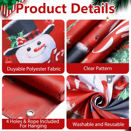 Irenare Christmas Backdrop Merry Christmas Banner Party Decoration Xmas Photography Background Photo Props for Winter Holiday New Year Eve Family Party Decoration Supplies(Snowman)