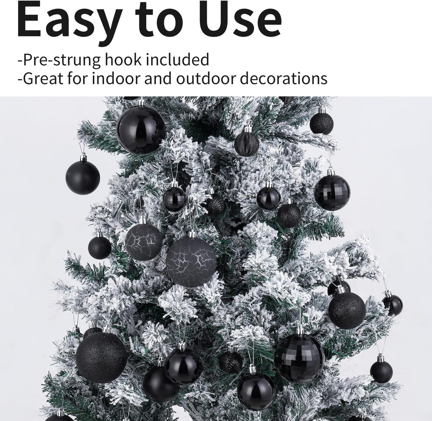 LANGXUN 36pcs Black Christmas Tree Decorations Balls, Bolas De Navidad, 2025 Christmas Decor, Indoor Outdoor Shatterproof Christmas Ornaments, Xmars Party Wedding Suppiles