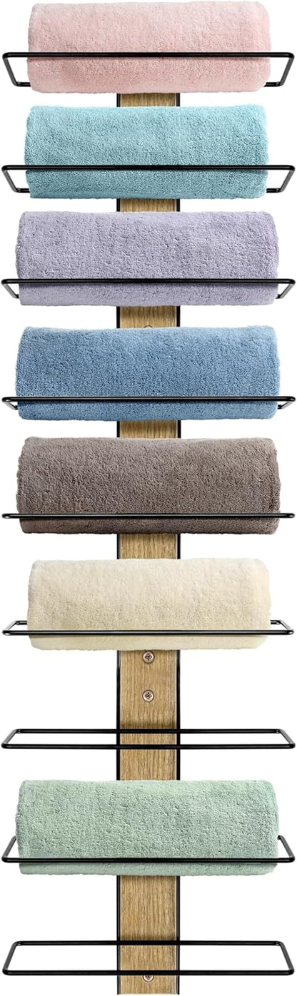 Sorbus Wall Mounted Wine Rack - Wood Wine Rack Wall Mounted for Bottles, Liquor, Champagne - Black Metal Wine Bottle Holder for Home Bar (Set of 3)