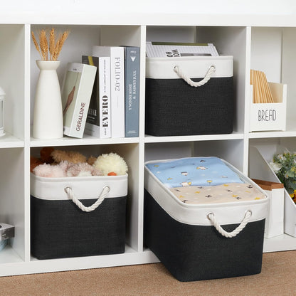 Bidtakay Black Storage Baskets for Shelves [3-pack] Collapsible Organizer Baskets for Laundry Storage 15 X 11 X 9.5 Inches Dog Toy Bins Fabric Storage Bins for Bedroom Home Storage