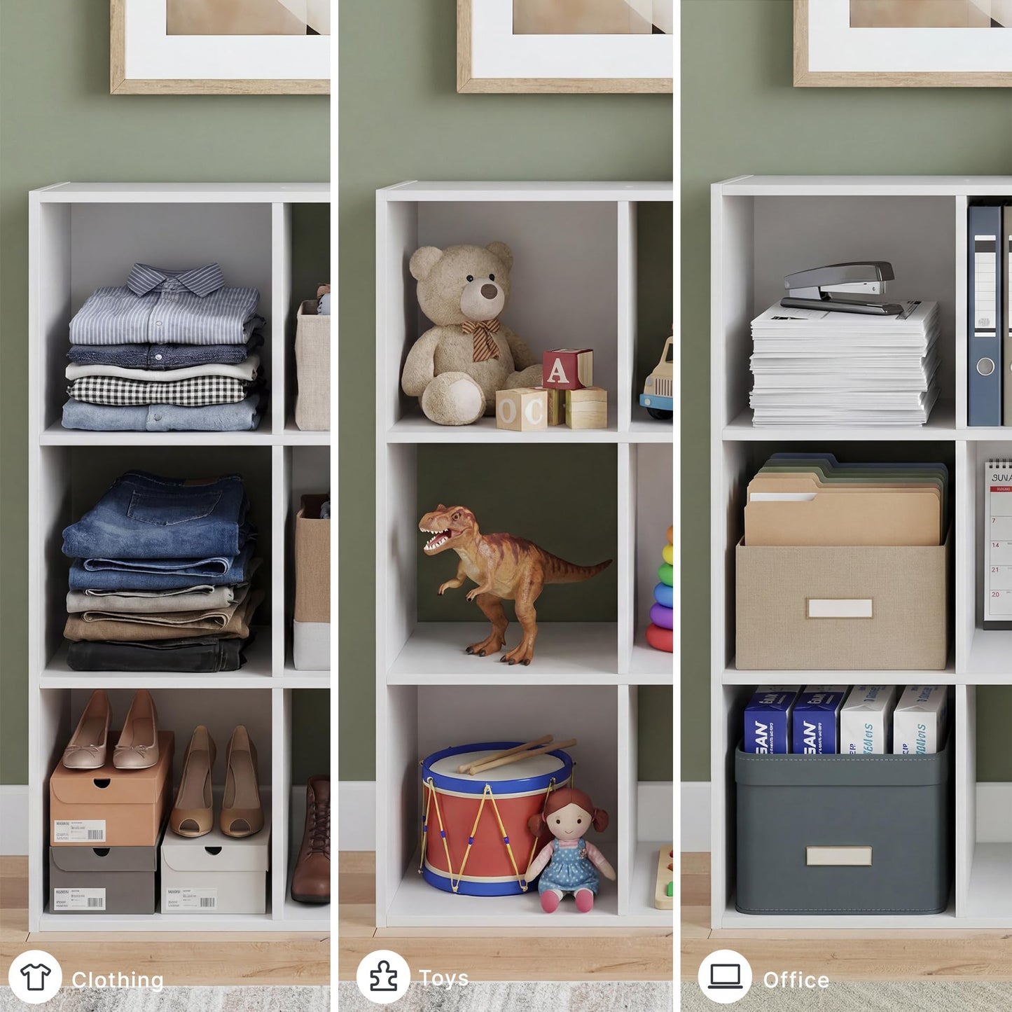Signature Design by Ashley Onita 9 Cube Storage Organizer, White Bookshelf