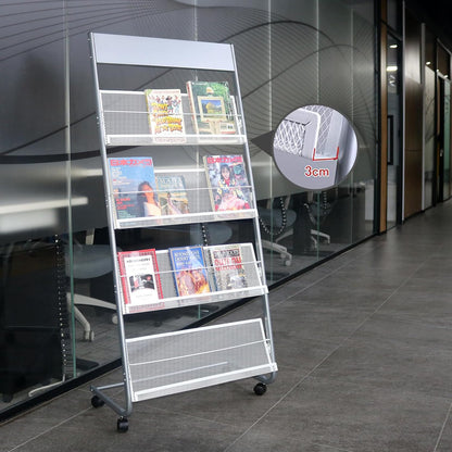 Yinghao Floor-Standing Magazine Rack, 4-Layer Iron Newspaper Rack, Suitable for the Display of Brochures or Documents in Exhibitions, Shopping Malls, Hospitals, Offices