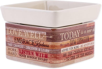 Today Aspire Change World Wood Look Stoneware Electric 2-in-1 Jar Candle and Wax Tart Oil Warmer