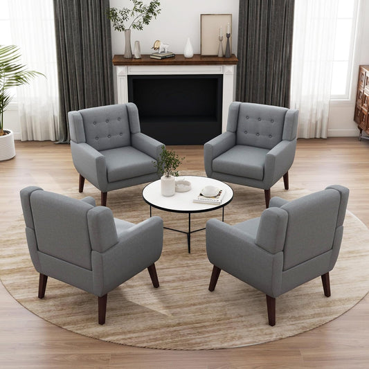 UIXE Accent Chair, Modern Upholstered Armchair in Fabric for Living Room, Comfy Club Arm Chairs
