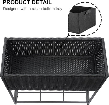 SUNNYPARK Tall Planters for Outdoor Plants Rattan Modern Elevated Planter Box with Removable Liners Indoor Outdoor Porch Patio Flower Pot (27.5’’ x 12’’ x 27.5’’)