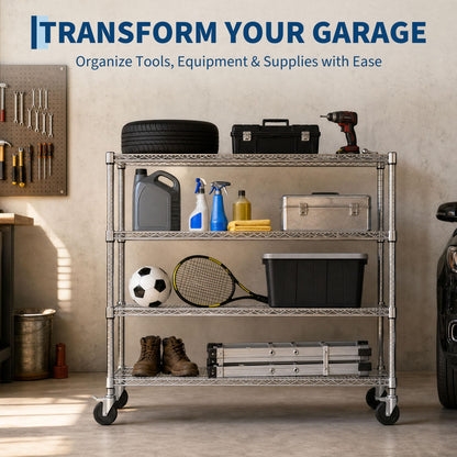 Garvee 70"H Storage Shelves with Wheels, NSF Wire Shelving Rack for Kitchen