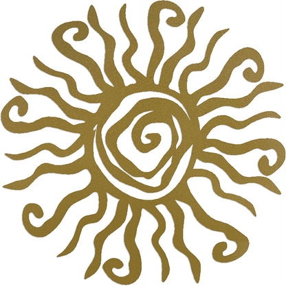 Riverside Designs Wacky Sun Metal Wall Art Indoor/Outdoor Decor - 24" Gold Rust Proof Wall Sculpture - Made in USA - Ideal for Bedroom, Garden, Home, Patio and Farmhouse