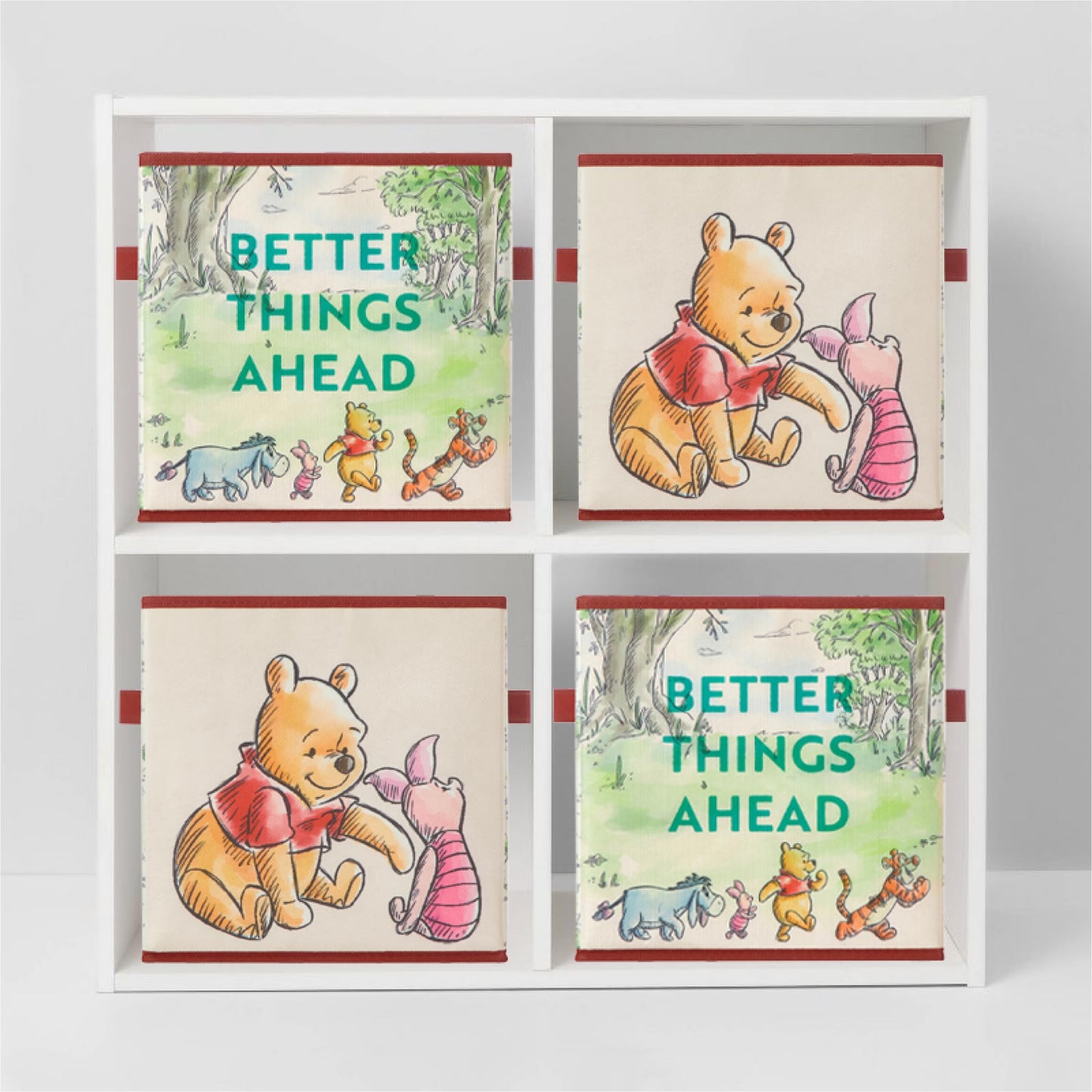 Disney Winnie the Pooh Storage Cubes, Set of 2 Fabric Storage Bins with Handles, 10x10 Collapsible
