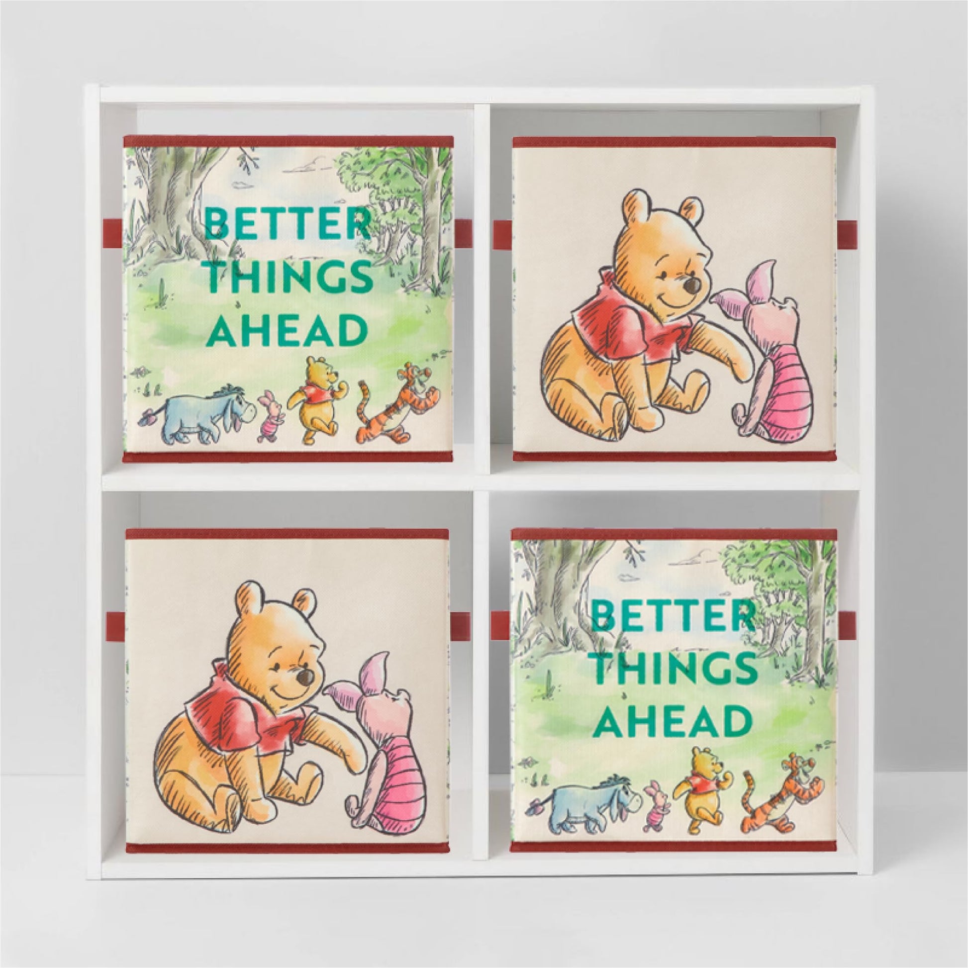 Disney Winnie the Pooh Storage Cubes, Set of 2 Fabric Storage Bins with Handles, 10x10 Collapsible
