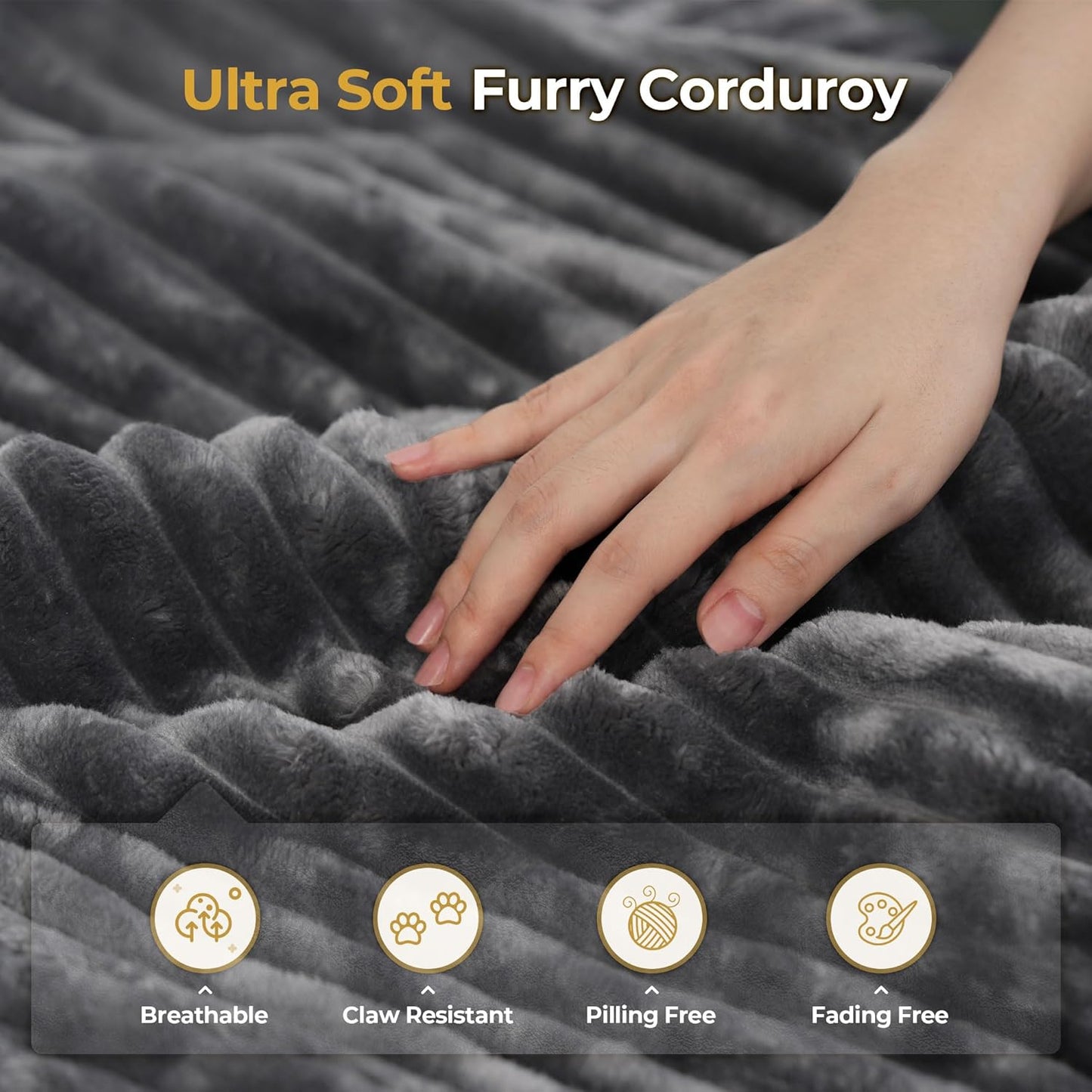 HOOOWOOO Modular Sectional Sofa,5 Pieces Sectional Couches for Living Room,98X55 L Shaped Cloud Couch with Ottoman Chaise Set(Grey Velvet Corduroy)