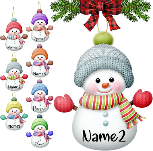 Personalized Christmas Ornaments with Names Snowman Custom Family Ornament Customized Xmas Tree Hanging Wood Decoration Gift 3.15"（8cm） Grey