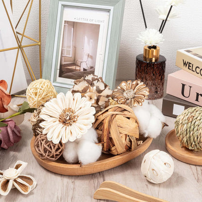 17Pcs Vintage Decorative Balls for Potpourri Bowl Filler, Bowl Filler for Table Centerpiece Home Decor, Woven Rattan Wicker Balls, Rattan Wicker Orbs Fillers for Vase Jar Dough Bowl