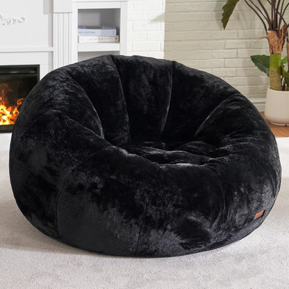 Hobestluk Bean Bag Chairs Large Bean Bag Couch for Adults Stuffed Sofa Chair Comfy Giant Bean Bag Chair with Spacious Design for Reading, Playing or Relaxing (Black)