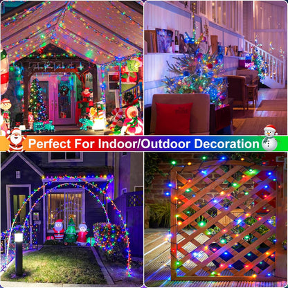 Christmas Lights Outdoor, 66FT 200 LED Christmas String Lights with 8 Modes Waterproof, Connectable Twinkle Light Green Wire for Indoor Xmas Patio Yard Party Holiday Decorations, Multicolor