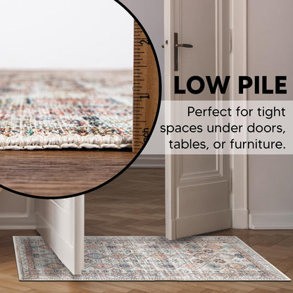 Keen Home Design 2x3 Rug - Machine Washable Entry Rug with Non-Slip Backing, Ideal for Enteryway, Kitchen, Bathroom, Laundry Room - Vintage, Easy Clean, Durable, Low Pile Rug - (2' x 3')
