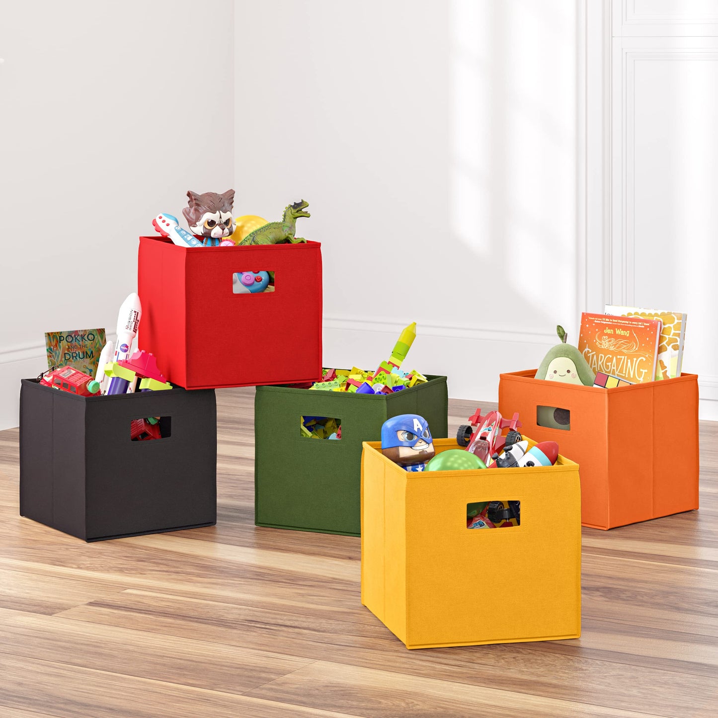 RiverRidge Folding Storage Bins - 2-pack of 10in Tall Olive Cubes