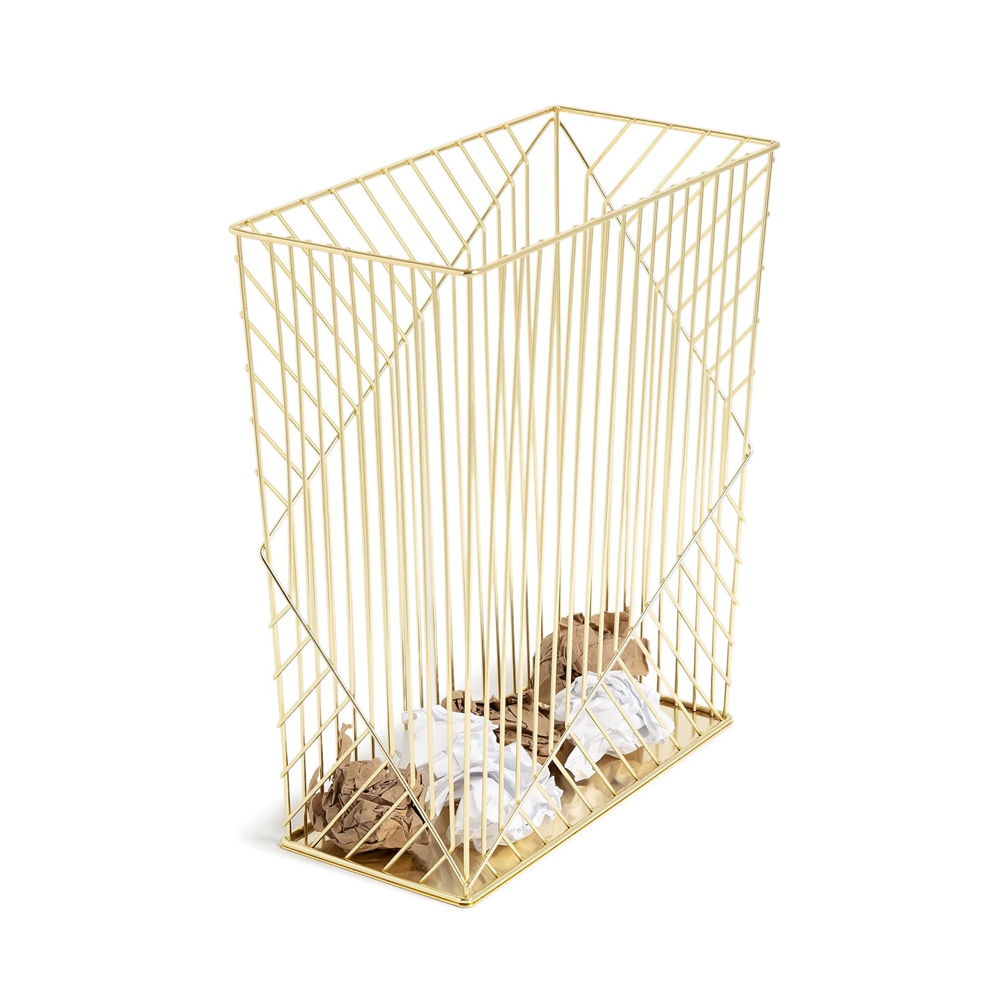 U Brands Metal Trash Can, 6 Gallon Capacity, Gold, Desk Organizer