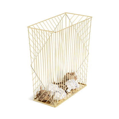 U Brands Metal Trash Can, 6 Gallon Capacity, Gold, Desk Organizer