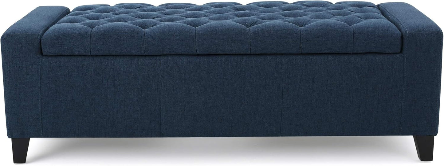 Christopher Knight Home Hikaru Fabric Storage Ottoman, Dark Blue Dimensions: 20.50”D x 51.00”W x 17.00”H