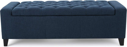 Christopher Knight Home Hikaru Fabric Storage Ottoman, Dark Blue Dimensions: 20.50”D x 51.00”W x 17.00”H