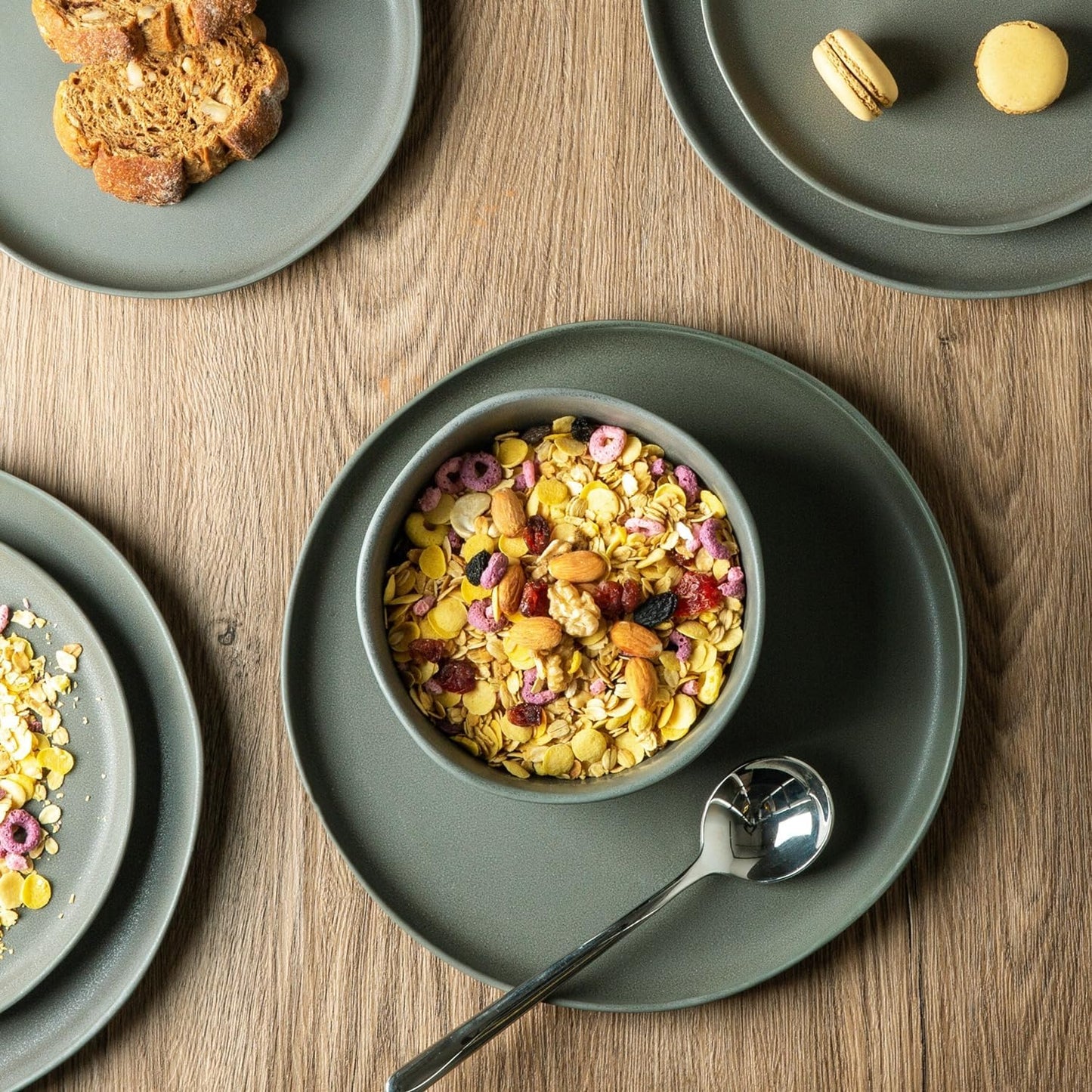 AmorArc Ceramic Dinnerware Sets, Wavy Rim Stoneware Plates and Bowls Sets, Highly Chip and Crack Resistant | Dishwasher & Microwave & Oven Safe Dishes set, Service for 6 (18pc)