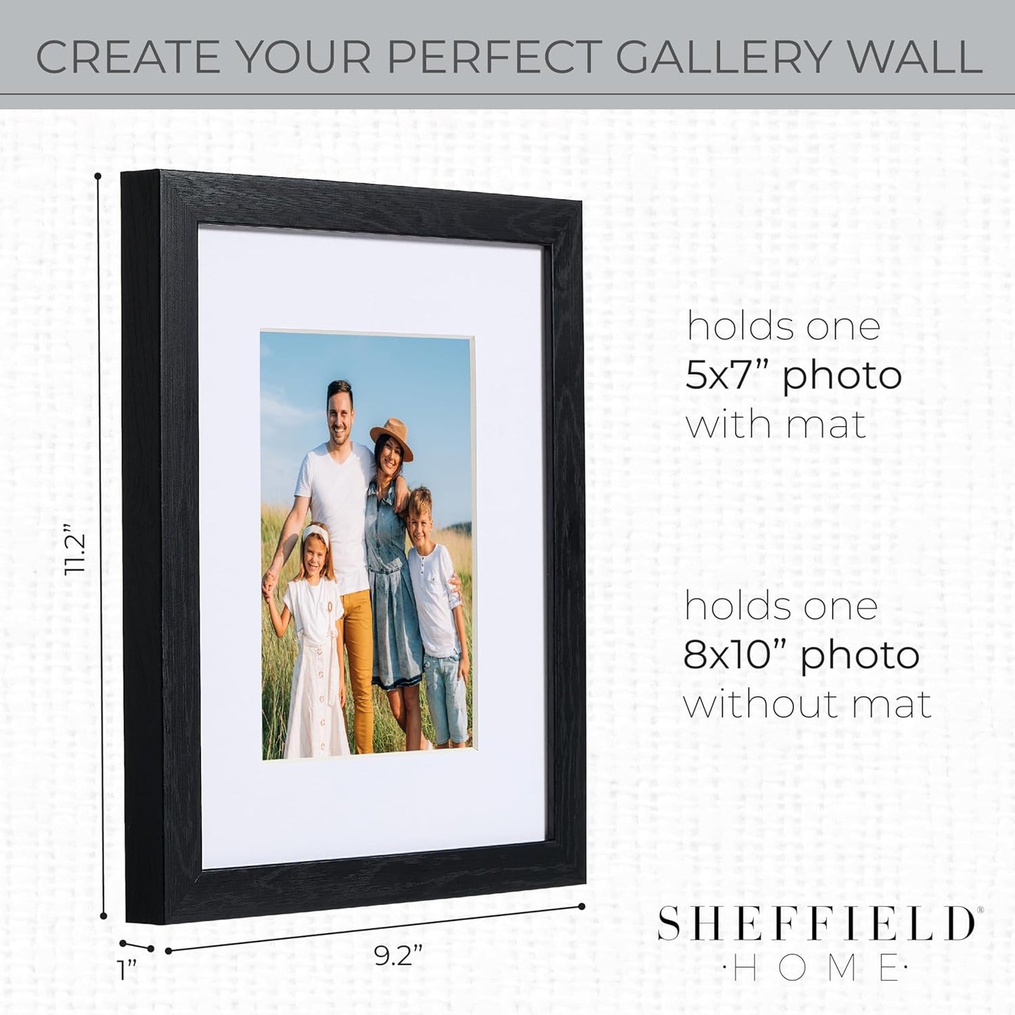 Sheffield Home 4 Piece Gallery Wall Frame Set, 8x10 Inch, Black