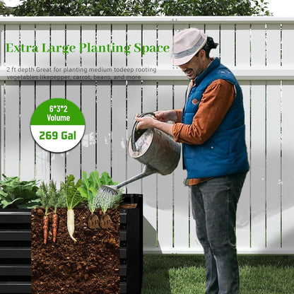 6x3x2 ft Raised Garden Bed, Large Metal Planter Raised Beds, Planters for Outdoor Plants for Vegetables, Flowers, Herbs, Fruits, and Succulents.(4 Pcs)